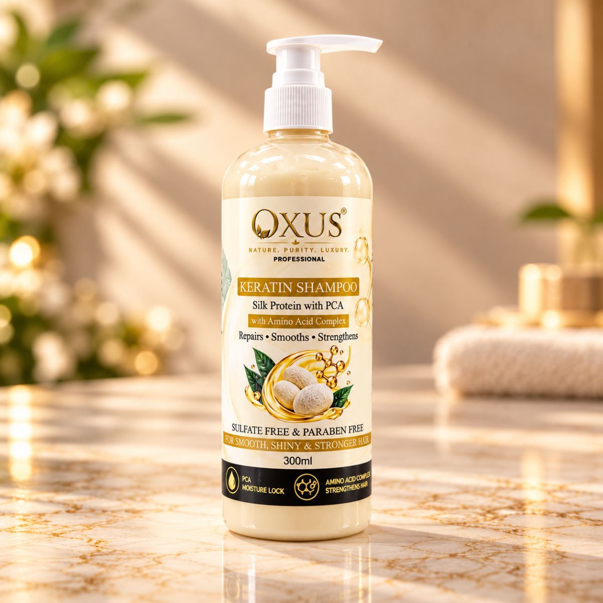 OXUS Professional Keratin Shampoo with Silk Protein & PCA – 300ml